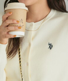 【全品20％OFFクーポン】≪当日発送≫ U.S.POLO ASSN. ニットカーディガン ☆ U.S.POLO ASSN. カーディガン レディース ニット 刺繍 ワンポイント ゆとり ボリューム袖 女性らしさ シンプル もちっと感 ピエロ Pierrot 送料無料