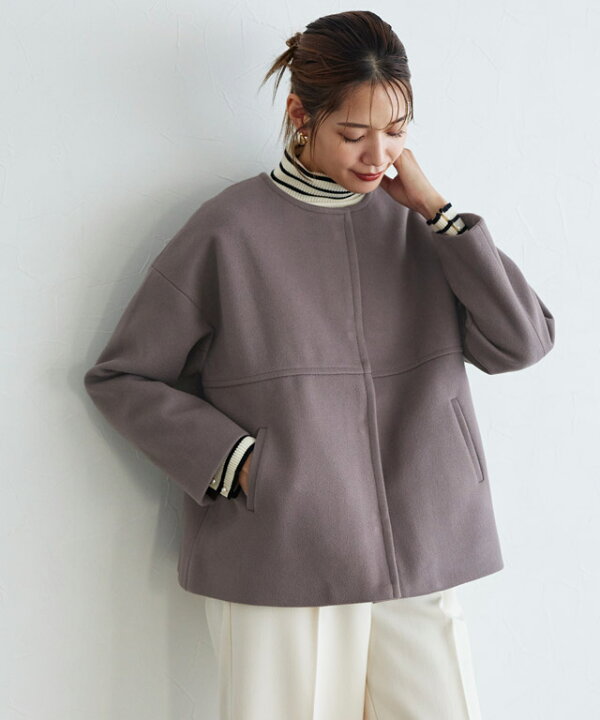 楽天市場】【送料無料】メルトンノーカラーショートコート ☆ ノー  