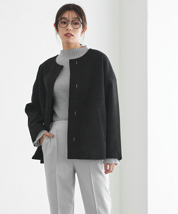 楽天市場】【送料無料】メルトンノーカラーショートコート ☆ ノー  