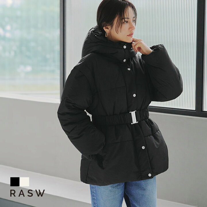 楽天市場】【送料無料】[RASW]ウエストベルトファイバーダウンコート 