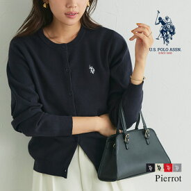 【送料無料】【U.S.POLO ASSN.】ニットカーディガン ☆ U.S.POLO ASSN. カーディガン レディース ニット 刺繍 ワンポイント ゆとり ボリューム袖 女性らしさ シンプル もちっと感 ピエロ Pierrot
