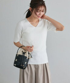 【全品20％OFFクーポン】【半額！】【返品交換不可】UVカット 半袖 リブニット ☆ サマーニット 半袖ニット ニット レディース ウォッシャブル ピエロ 【Pierrot】