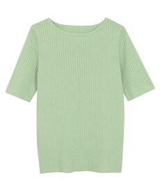 UVカット 半袖 リブニット ☆ サマーニット 半袖ニット ニット レディース ウォッシャブル ピエロ 【Pierrot】