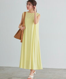 選べるタックスリーブロングワンピース ☆ ワンピース ロング ノースリーブ ノースリ クルーネック Vネック レーヨン混 ふんわり 上品 レディース 夏 ピエロ 【Pierrot】