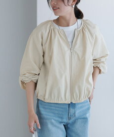 【全品20％OFFクーポン】【一部予約】【新色！】 撥水 UVカット ノーカラーギャザーブルゾン ☆ ブルゾン レディース 撥水 UVcut機能 ノーカラー ギャザー 薄手 短丈 ピエロ 送料無料