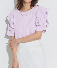 ドライタッチラッフルフリルスリーブTシャツ ☆ Tシャツ ドライタッチ 吸水速乾 UVカット 接触冷感 ラッフルデザイン ピエロ【Pierrot】