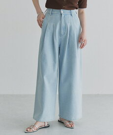 【MAX15％OFFクーポン】[ECLAM] タックデザインデニムパンツ ☆ デニム パンツ フロントタック ワイド ハイウエスト ゆったり オールシーズン ECLAM クラム ピエロ 送料無料