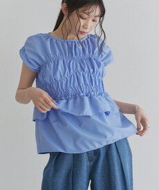 【MAX15％OFFクーポン】[ECLAM] シャーリングデザインブラウス ☆ ブラウス シャーリングデザイン バックリボン フレンチスリーブ 綿混素材 ECLAM クラム ECLAM ピエロ【Pierrot】 ピエロ 送料無料