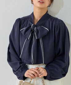【スーパーSALE★3,230円！】【木村えりなさんYouTube紹介アイテム】柄が選べる2wayリボンギャザーブラウス ☆ ブラウス 2way オフィス ボウタイ 配色 チェック ラメ ストライプ ドット リボン ハイネック きれいめ 通勤 上品 ピエロ【Pierrot】 送料無料