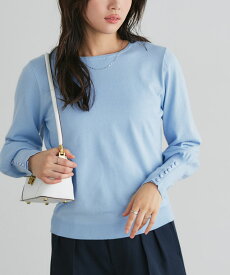 【3/10〜全品10％OFFクーポン】≪当日発送≫ ニット ネックが選べるクルミボタンボリューム袖ニット ☆ ニット レディース 袖 ボリューム きれいめ オフィス 通勤 レーヨン混 レイヤード 薄手 インナー くるみボタン リブ ピエロ 【Pierrot】 送料無料