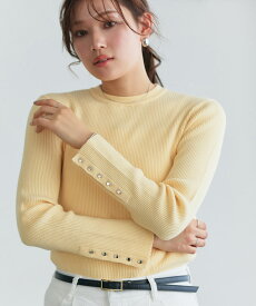 ≪当日発送≫ニット 選べるデザイン袖ボタンリブニット ☆ ニット パール シンプル きれいめ 通勤 オフィス クルーネック ハイネック タートルネック レディース Pierrot ピエロ oc_t 送料無料