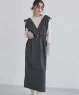 ≪最終SALE！≫[ECLAM] ベルト付きヘリンボーンジャンパースカート ☆ ジャンパースカート ジャンスカ ベ…