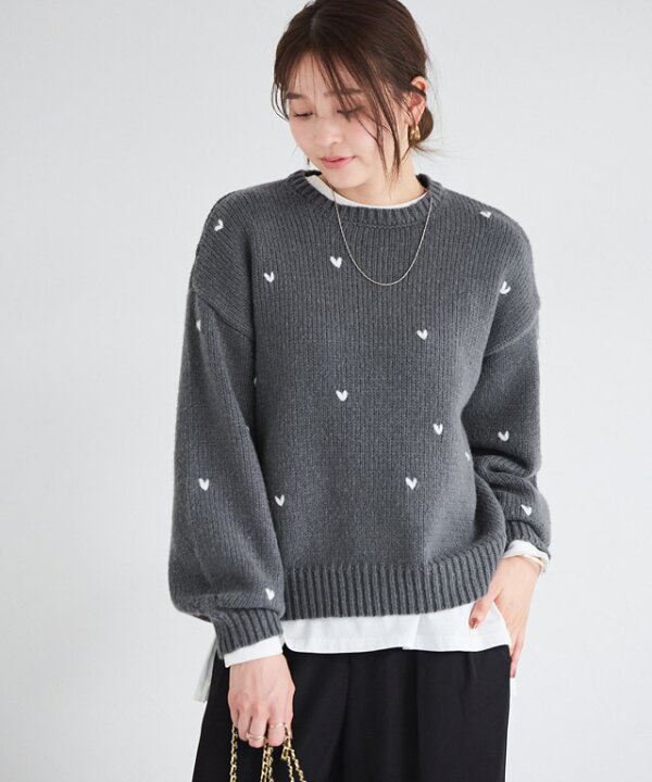 楽天市場】ハート刺繍ニット ☆ ニット ハート 刺繍 オーバーサイズ 