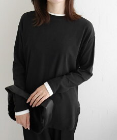 【MAX15％OFFクーポン】≪冬SALE！≫裏微起毛レイヤード風カットソー ☆ カットソー 裏微起毛 裏起毛 レイヤード風 シンプル カジュアル 重ね着風 ラウンド裾 あったか ピエロ【Pierrot】