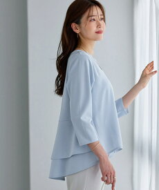 【3/10〜全品10％OFFクーポン】【スーパーSALE★2,240円！】ブラウス バックフレアデザインTブラウス きれいめ シャツ カットソー 7分袖 バックフレア フリル 長袖 オケージョン オフィス レディース ピエロ 【Pierrot】 送料無料