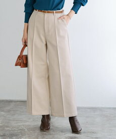 【全品20％OFFクーポン】カット起毛ピンタックワイドパンツ ☆ ワイドパンツ レディース あったか カット起毛 ピンタック きれいめ オフィス 通勤 レーヨン混 伸縮性 布帛見え ピエロ 送料無料