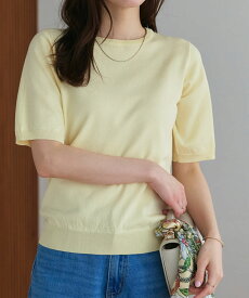 【春ニットフェア】【接触冷感/UV/ウォッシャブル】半袖ニット ☆ ニット サマーニット UVcut 接触冷感 洗える 半袖 きれいめ オフィス 通勤 オフィスカジュアル シンプル ピエロ 【Pierrot】 送料無料