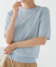 【3/10〜全品10％OFFクーポン】【UV/ウォッシャブル】半袖ニット ☆ ニット サマーニット UVcut 接触冷感 洗える 半袖 きれいめ オフィス 通勤 オフィスカジュアル シンプル ピエロ 【Pierrot】 送料無料