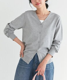 【春ニットフェア】【接触冷感/UV/ウォッシャブル】Vネックカーディガン ☆ 伸縮性 スタイルアップ ゆとり 光沢 ライン 拾いにくい 温度 調整 ピエロ【Pierrot】 送料無料