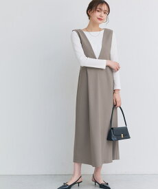 【3/10〜全品10％OFFクーポン】ウエストマークジャンパースカート ☆ ジャンパースカート ジャンスカ ウエストマーク セミフレア ストレッチ素材 ウエストタック ピエロ 送料無料
