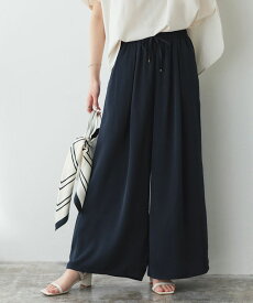 【全品10％OFFクーポン！】接触冷感イージーワイドパンツ ☆ 速乾 暑い 快適 シワになりにくい ウエスト ゴム リボン ゴールドパーツ ピエロ 送料無料