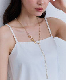 【ラスト全品10％OFFクーポン】2wayデザインチェーンフラワーモチーフネックレス ☆ 高見え ゴールド イミテーション パール フラワー メタル トレンド ネックレス ピエロ［Pierrot］【返品・交換不可】