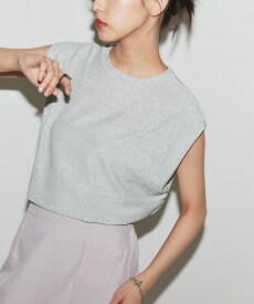 【MAX15％OFFクーポン】【夏SALE】[ECLAM] ショルダータックラメカットソー ☆ カットソー ショルダータック ラメ クルーネック サイドスリット ギャザーデザイン レイヤード クラム ピエロ 【Pierrot】