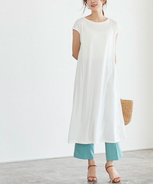 楽天市場 2typeから選べるロングワンピース ワンピ ワンピース Iライン Aライン フレンチスリーブ 半袖 レーヨン シンプル 無地 ミモレ丈 膝下丈 レディース 代 30代 40代 ピエロ Pierrot Md Pierrot ピエロ