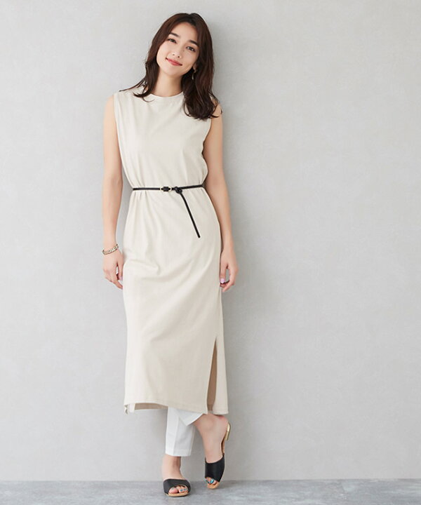 楽天市場 ノースリーブiラインロングワンピース ノースリーブ 夏 クルーネック 丸首 Iライン ロング ワンピース ワンピ レディース 代 30代 40代 ピエロ Pierrot Md Pierrot ピエロ