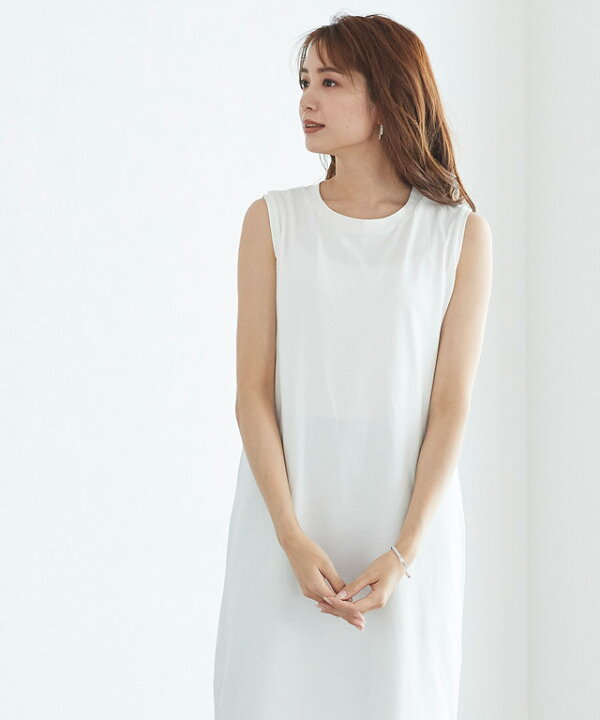 楽天市場 ノースリーブiラインロングワンピース ノースリーブ 夏 クルーネック 丸首 Iライン ロング ワンピース ワンピ レディース 代 30代 40代 ピエロ Pierrot Md Pierrot ピエロ