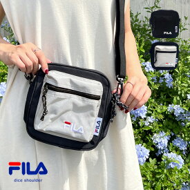 FILA フィラ ショルダー ダイス ロゴ おしゃれ ミニ コンパクト ファスナー シンプル カジュアル ブラック 黒 グレー プレゼント ギフト クリスマス / メール便送料無料 _ke