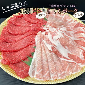 しゃぶしゃぶにおすすめ！飛騨牛300g 三重県産ブランド豚 さくらポーク 300g セット 送料無料（国産 ブランド肉 牛肉 豚肉 お肉 しゃぶしゃぶ すき焼き コンペ 景品 ギフト プレゼント 誕生日 お祝い 贈答 産地直送 まると 地域産品）