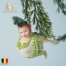 B 96702[150023-1]ベルギー GOODWILL (グッドウィル) 木製 妖精のオーナメント クリーム [1] 12cm ヨーロッパ 北欧 クリスマスツリー オーナメント クリスマスオーナメント ピカキュウホーム ピカキュウhome