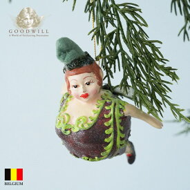 B 96702[150023-3]ベルギー GOODWILL (グッドウィル) 木製 妖精のオーナメント 濃茶 [3] 12cm ヨーロッパ 北欧 クリスマスツリー オーナメント クリスマスオーナメント ピカキュウホーム ピカキュウhome