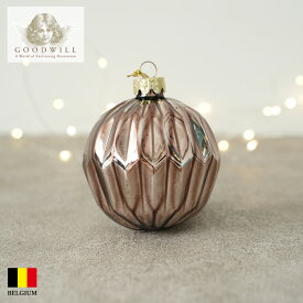 P 31664[150120-1]ベルギー GOODWILL (グッドウィル)ファセットカットガラスオーナメント ヘキサゴン ブラウン［1］ボール 8cm ヨーロッパ 北欧 クリスマスツリー オーナメント クリスマスオーナメント ピカキュウホーム ピカキュウhome