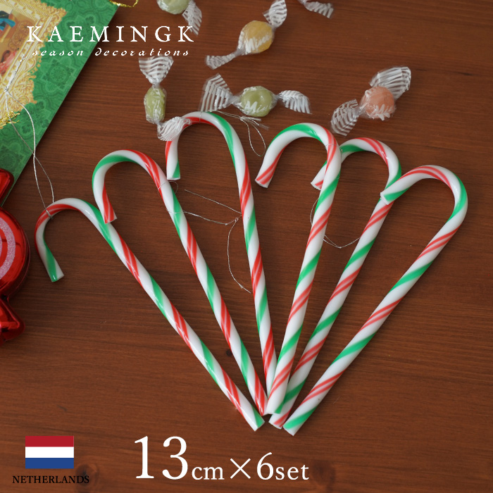 クリスマスツリー 027804[130020]オーナメント 北欧 オランダ KAEMINGK (カイミング) キャンディースティック キャンディケイン 杖 デコレーション 13cm 6個入 ピカキュウホーム ピカキュウhome