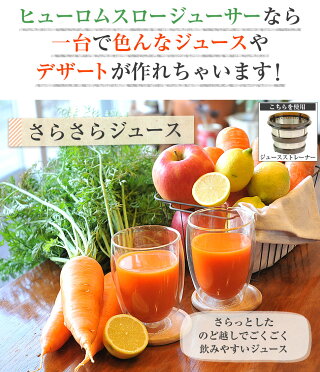 ヒューロムスロージューサーなら1台で色んなジュースやデザートが作れる