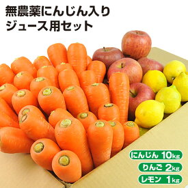 【訳あり】 無農薬にんじん 入り にんじんりんごレモン ジュース用 セット ( にんじん 10kg ＋ りんご 2kg ＋ レモン 1kg ) 無農薬人参 人参 ニンジン 特別栽培 にんじんジュース 人参ジュース コールドプレスジュース 野菜セット 野菜 ゲルソン療法