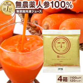 【4箱】にんじんジュース 人参ジュース 無添加 とくべつなにんじんジュース 合計100ml×120パック ニンジンジュース キャロットジュース コールドプレスジュース ストレート 国産 無農薬人参 にんじん 人参 有機 有機人参ジュース にんじん100 野菜ジュース 断食 まとめ買い