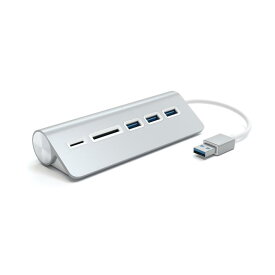 Satechi アルミニウム USB-A 3.0 ハブ＆カードリーダー MacBook Pro, MacBook, iMac, Surface Pro, Dell XPS など対応（シルバー）