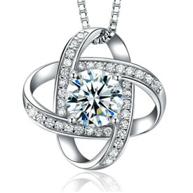 スターリングシルバーペンダントネックレス 女性の誕生日プレゼント 白金 ダイヤモンドをシミュレート 45cmチェーン 誕生日や記念日のプレゼント
