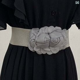 レディース ワンピース 立体 フラワー ガードル 伸縮性 弾性 ドレス 衣類 装飾 ベルト ウエスト スリム
