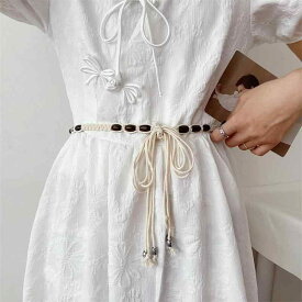 紐ベルト エスニック 夏 女性用 麻 ロープ ベルト スカート シャツ スーツ ウエスト レトロ レディース ガードル 装飾 薄手