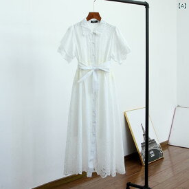 レディース ワンピース 夏 文学的 芸術的 半袖 ドレス スリム ミドル丈 a ライン スカート