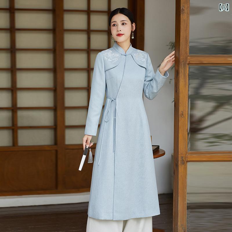 ディーラー 中華風 秋 女性 チャイナ ドレス 韓服 刺繍 唐装