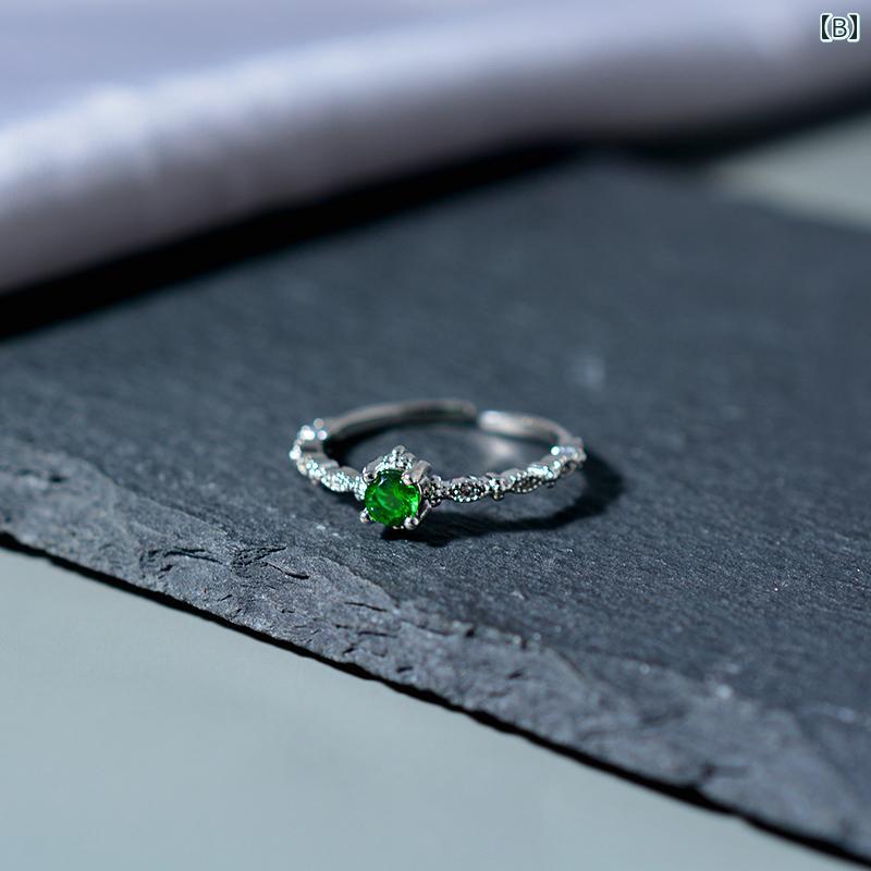 楽天市場】指輪 シンプル グリーン ジルコン 925 スターリング