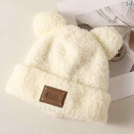 帽子 韓国 甘くて かわいい ぬいぐるみ クマ 耳 ニット 帽子 女性用 冬 暖かい 裏起毛 厚手 プルオーバー 耳保護 帽子
