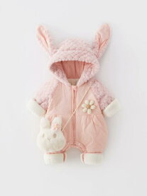 ロンパース ベビー ウェア 女児 赤ちゃん 冬 かわいい ワンピース ウール セーター 冬 幼児 ウサギ 耳 フード付き 屋外