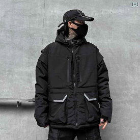 パーカー ダーク パンク 機能的 風 フード付き 作業着 綿 コート メンズ 厚く 暖かい アサルト ジャケット 綿 コート