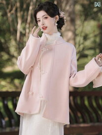 チャイナ ドレス 付き 女性用 ウール コート 冬に スリム 中国 あり カーディガン す